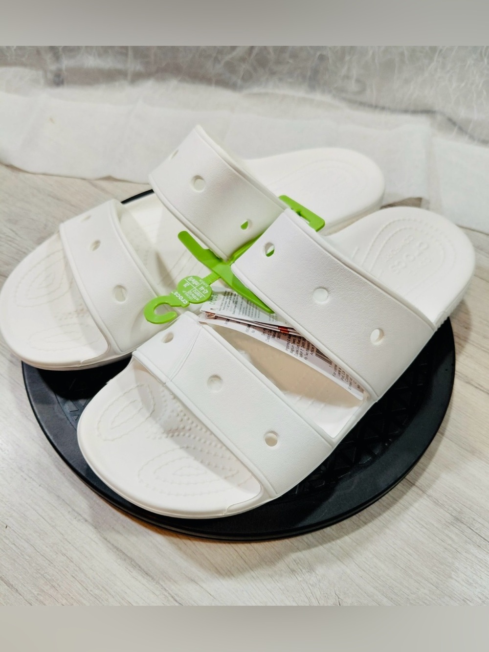 NWT CROCS Unisex Classic 2 Strap White Slide Sandals SIZE MENS 10 WOMENS 12